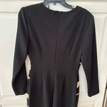 Joseph Ribkoff ‎ Black Bodycon Knit Dress Gold Diagonal Blocking Size 8 Vintage Photo 3