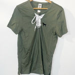 PINK - Victoria's Secret PINK Victoria’s Secret green tie front short sleeve shirt Photo 0