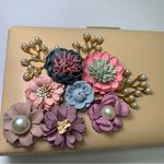 Floral Clutch Purses Flower Evening Handbag Bridal Wedding Prom Shoulder Bags Tan Photo 7