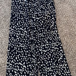 Wide Leg Flowy Paperbag Pattern Pants with Tie Waist, size L Black Size L Photo 0