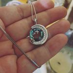 Moon & Star Blue Green Austrian Crystal Cz Sterling Necklace Photo 3