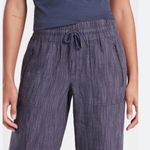 Athleta Cabo Linen Textured Wide Leg Pant Womens Navy Stripe Size Medium Photo 1