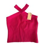 Bailey 44 Ribbed Knit Crisscross Halter Top Women’s Sz L Hot Bright Pink NWT Photo 2