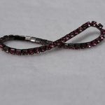 Source Unknown Vintage Tennis Bright Pink Rhinestone Black Metal Glam Y2k Stretch Bracelet Photo 2