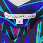 Amanda Uprichard Silk Chevron Mini Dress Sleeveless Blue Size S Resort Cocktail Photo 6