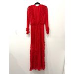 Alexis  100% Silk Cascading Ruffles Janine Evening Maxi Dress Red Women's Size XS Photo 2