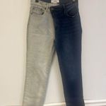 Pistola Jeans Womens Size 29 Blue Denim Two Tone Asymmetric Stretch Cropped Photo 3