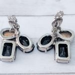 Vintage Clip On Earrings Mirrored Grey and Muted Green Photo 5