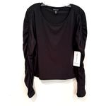 Athleta  All Around Ruched Tshirt Long Sleeves Cropped Women's XL Black‎ Casual Photo 2