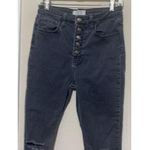 We The Free  People Jeans Faded Black Denim sz 30 Distressed Button Fly skinny Photo 1