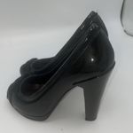 Linea Paolo Size 5 M Black Open Toe Patent Leather Bow Ribbon Accent Peep Toe Photo 7