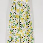 Womens Lemon Print Maxi Dress Halter Neck Size S Slit White Yellow Fun Party Photo 1