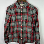J.Crew Boy Shirt Women 4 Red Gray Plaid Cotton Relaxed Boyfriend Fit Minimalist Photo 0