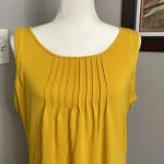 Womens Mustard Pintuck Sleeveless Tie back Blouse Top Shirt Size Large Gold Photo 1