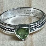 Peridot Sterling Silver Ring with Detailed Band Green Photo 0