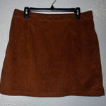 SheIn  Brown Corduroy Skirt XL Zip Front Mini Skirt with Pockets W34 L16 Photo 0