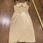 Bella Barnett Olive Green Satin corset Knee length pencil Dress NWT size small Photo 6