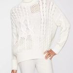 Athleta Bedford Cashmere Wool Cable Knit Turtleneck Sweater Dove Off White Small Photo 4