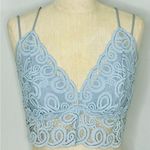 PINK - Victoria's Secret VS PINK Smocked Crochet Triangle Bralette Crop Pale Blue size XL Photo 3
