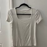 Amazon White Ribbed Square Neck Shirt Photo 1
