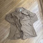 Morgan Taylor  camel fringe cardigan sweater size large Photo 0