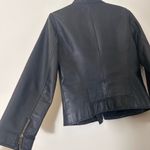 Eileen Fisher Leather black moto biker jacket Asymmetrical zip size small Photo 12