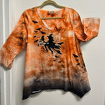 One World Orange Halloween Witch Print Women's Top Photo 0