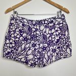 New York And Company  Linen Blend Tropical Floral Shorts Women’s Sz 2 Purple White Photo 0
