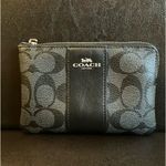 Coach LEATHER  WALLET WRISTLET Black grey monogram  Photo 0