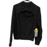 Sweet & Sinful Black Eyelash Knit Keyhole Front Mock Neck Sweater Womens Large Photo 8