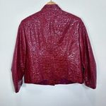 Lafayette 148 Faux Leather Crinkled Collarless Poppy Red Women's Jacket 12 NWT Photo 4
