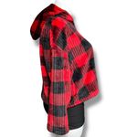 Joyspun Womens Fleece Hoodie Buffalo Plaid Hot Chocolate Weather Red Black Large Photo 1