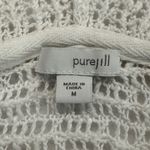 Pure Jill Cotton Knit Hoodie Sweater V Neck Long Sleeve Casual White Size M READ Size M Photo 4