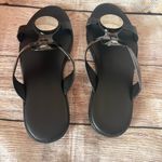 Hogan Women’s Size 8 Black Leather Peep Toe Flat Sandal Slides Photo 5