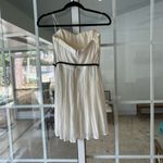 Three Pink Hearts  creamy white mini dress with braided brown belt Photo 5