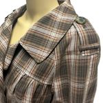 Liz Claiborne  Brown Plaid Double Breasted Cropped Cotton Peacoat Womens XL Photo 3