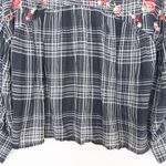 ZARA  Womens Blouse Size L‎ Black Plaid Floral Embroidered Boho Grunge Romantic Photo 3