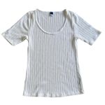 Old Navy  Women's Large Textured Short Sleeve Scoop Neck White Top Photo 0