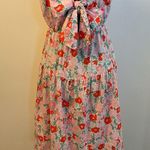 2. Free Assembly Pink & GreenFloral Tiered Midi Dress with Tie Back Size X Photo 10