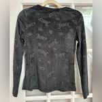 Juicy Couture Y2K Black Velvet Burnout Embossed Long Sleeve Sleepwear Top Size M Photo 4