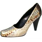 Donald Pliner Couture Hand Painted Metallic Python Leather Pump Shoe New $595 Gold Size 7.5 Photo 0