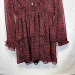 ZARA  Red & Black Cheetah Print Long Sleeve Ruffled Mini‎ Dress Size L Photo 2