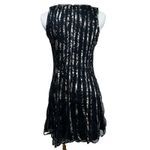 QED London Sleeveless Dress UK 10 EU 38 Black Floral Striped Mesh Overlay Style Photo 3