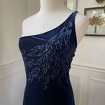 Vintage 90s Pulse Sapphire Blue Stretchy Velvet One Shoulder Gown M Blue Size M Photo 3