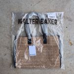 Walter Baker NWT Natural Woven Black Handles Black Trim Delaney Tote Bag Photo 2