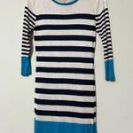 Moral Fiber  junior size large pullover dress tan blue striped 3/4 sleeves nwt Photo 11