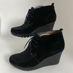 Donald J Pliner Women Sz 8 M Black Suede Nilos Ankle Wedge Booties Boots Lace Up Photo 8