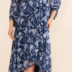 Hutch  Anthropologie NEW Blue Abstract Floral Wrap Maxi Dress Semi Formal Size 3X Photo 0