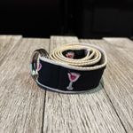 C.J. Laing Martini Black Pink‎ Cotton Web Ribbon Belt O Ring Size Medium 37" Blue Photo 1