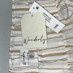 Wonderly NWT Size XXL White & Gold Stripe Elastic Waistband Linen Blend Shorts Photo 3